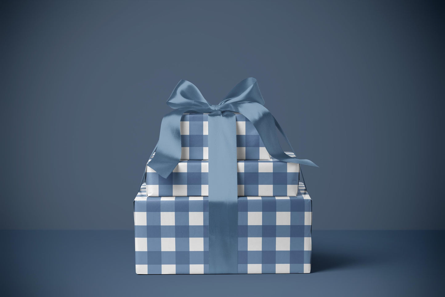 French Blue Gingham Wrapping Paper