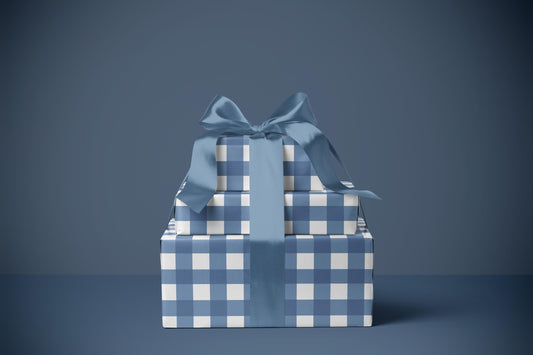 French Blue Gingham Wrapping Paper
