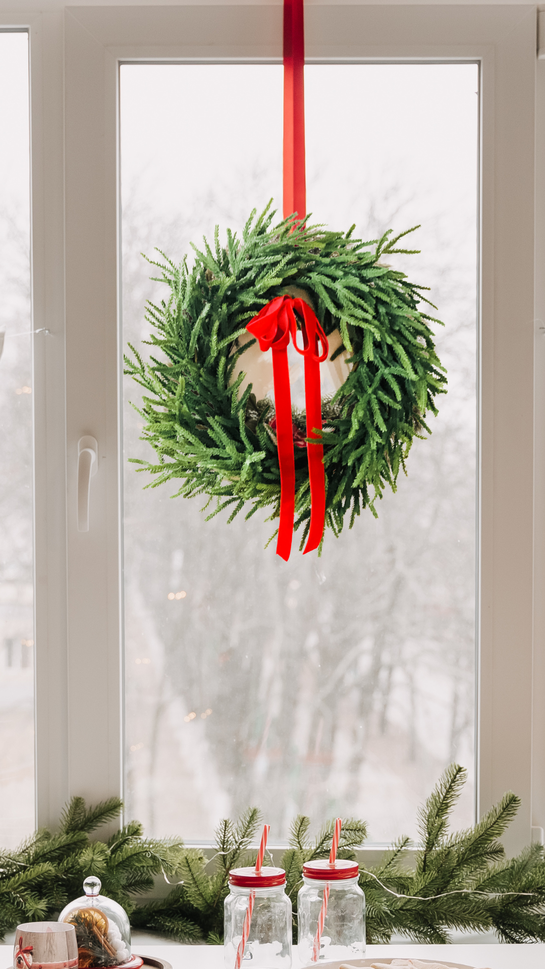 Real Touch Norfolk Pine Winter Wreath