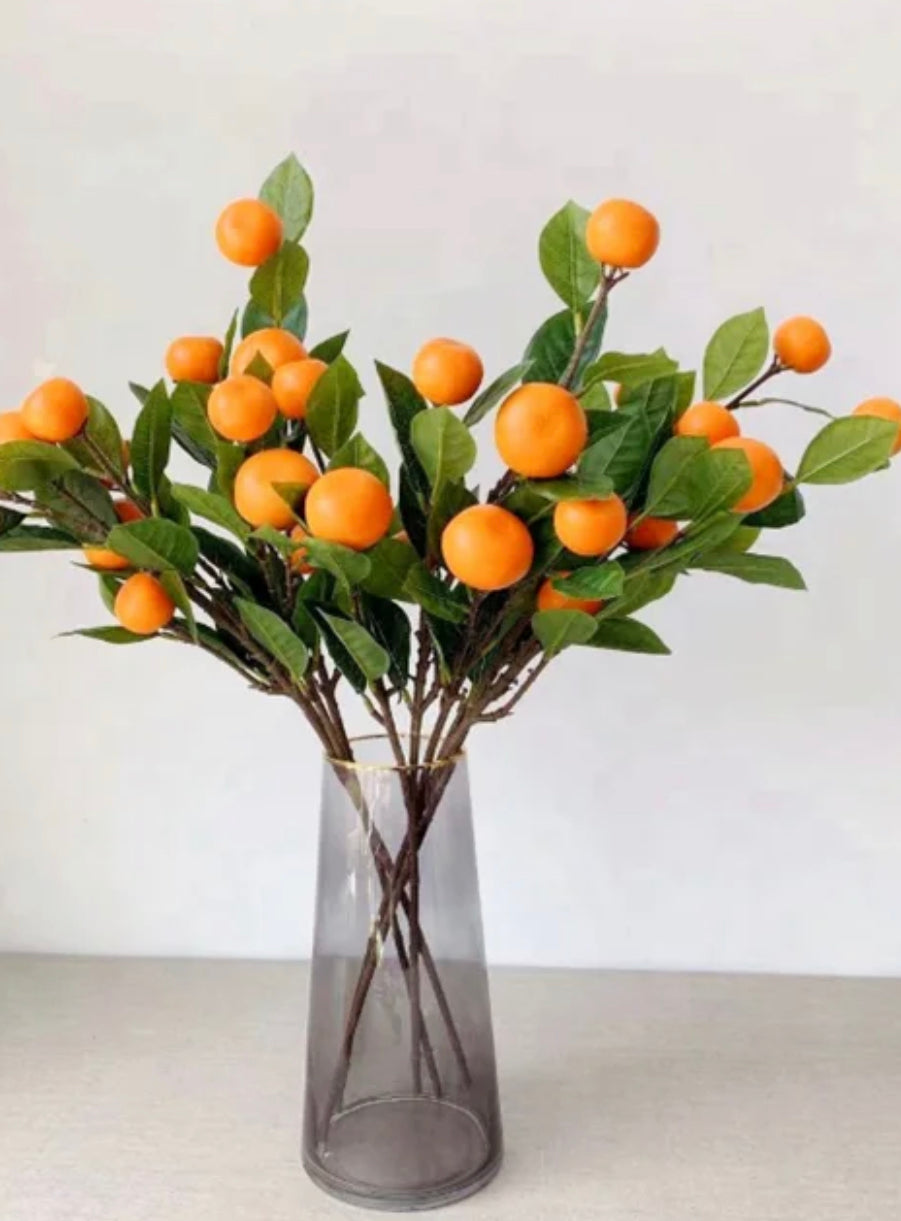 Citrus Artificial Orange Stems - Bundle of 3