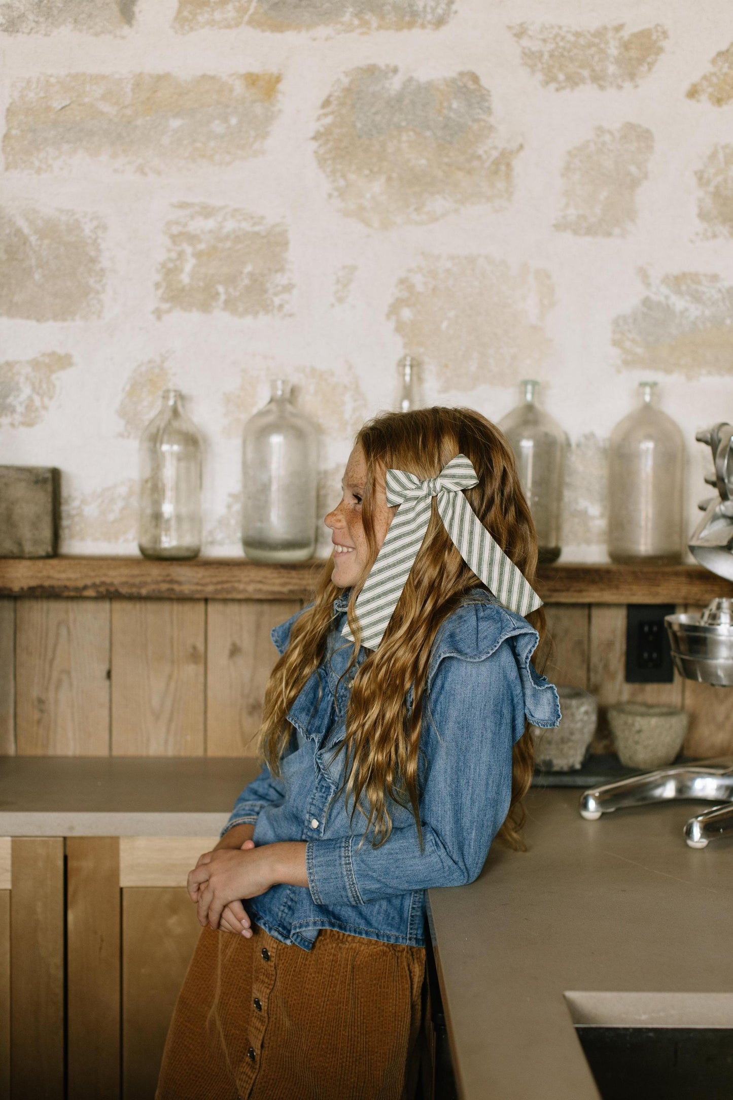 Juniper Stripe Lady Hair Bow