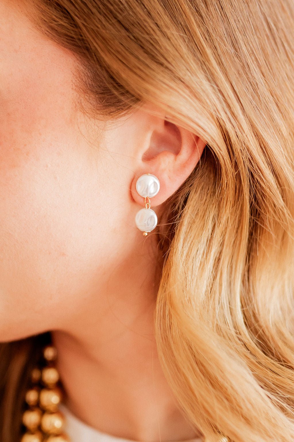 Libby Drop Statement Earrings - 2 Pearl