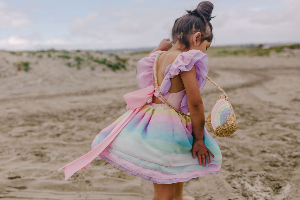 Kids Rainbow Earthtone tote - Leatherette strap