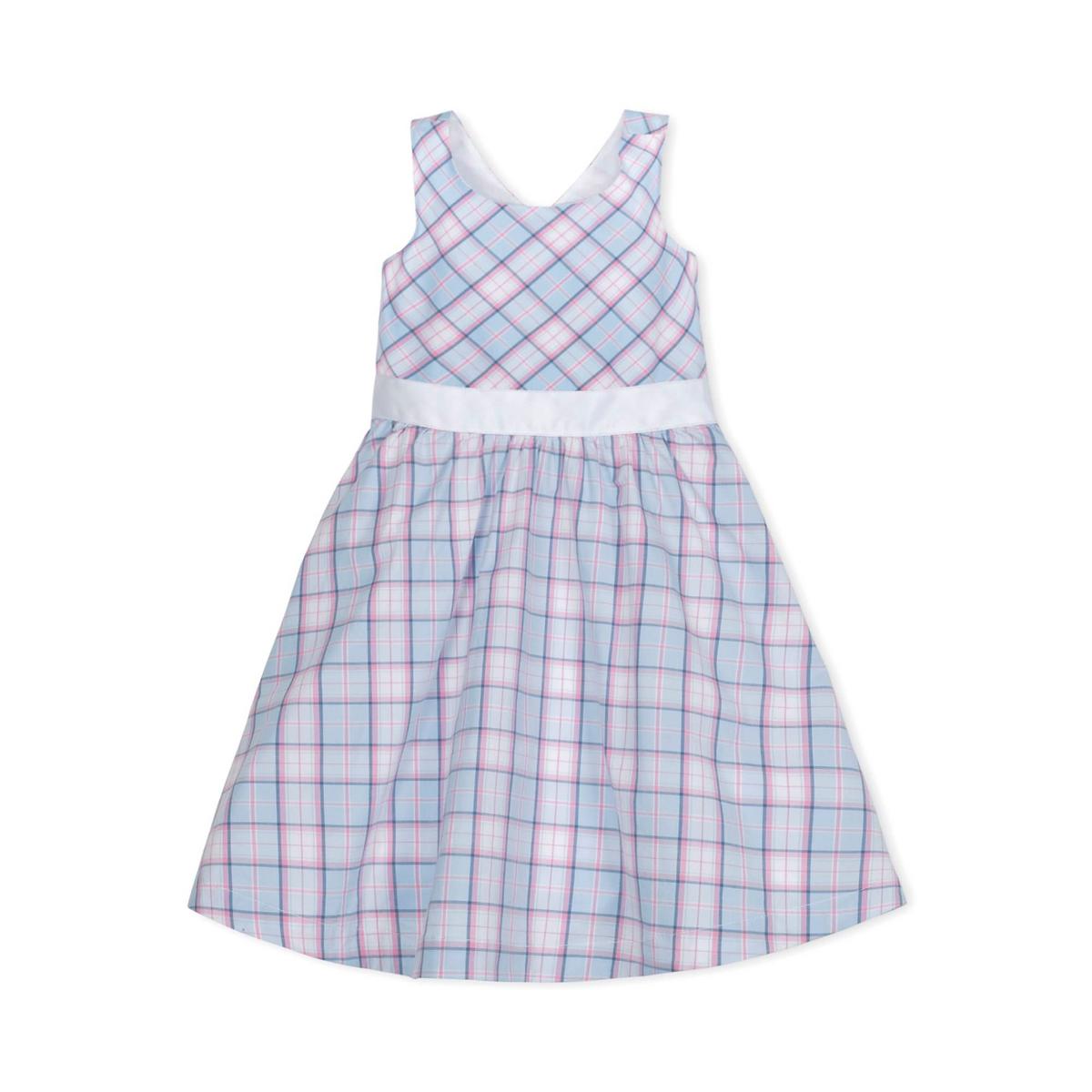 Organic Cross Back Party Dress - English Blue Plaid