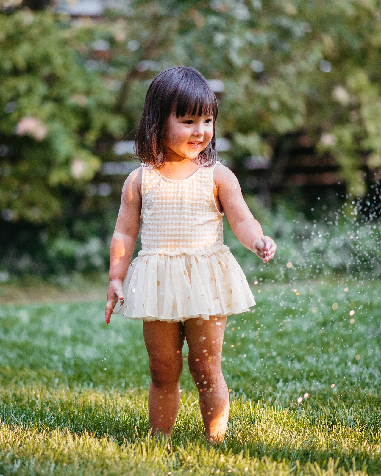Yellow Gingham Ballet Skirt Swimsuit