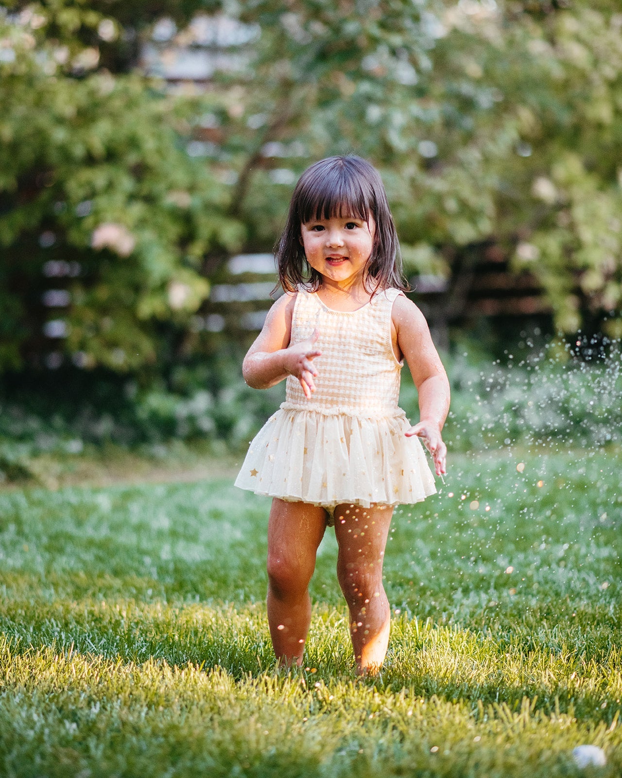 Yellow Gingham Ballet Skirt Swimsuit