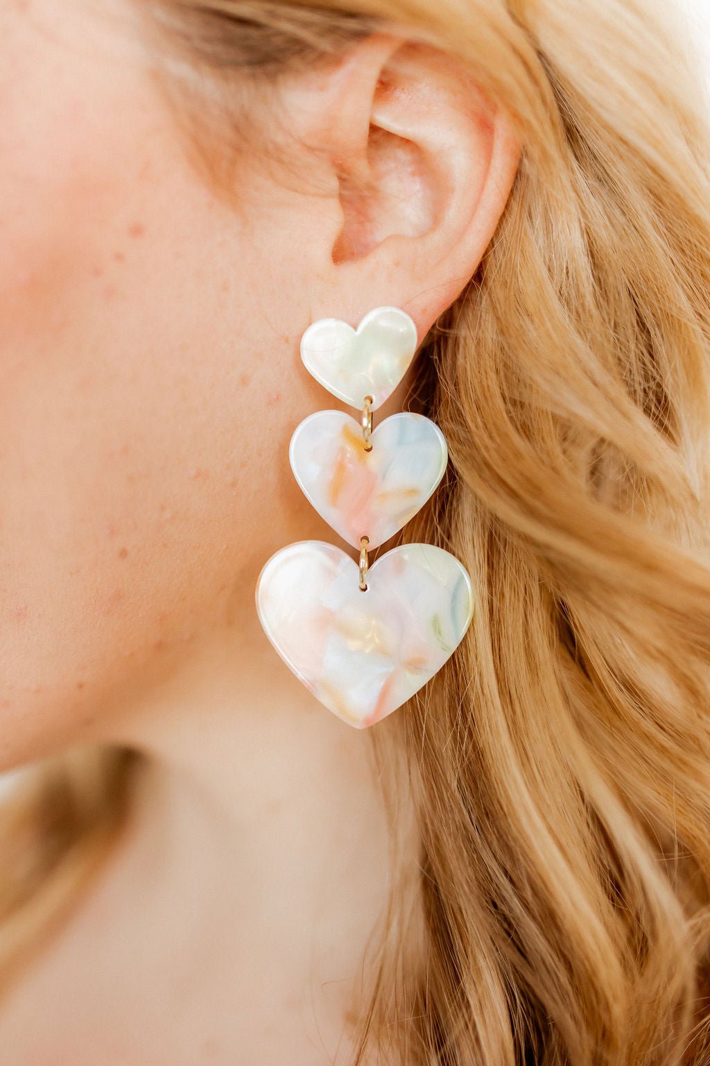 Penny Heart Statement Earrings - Rainbow Sherbert