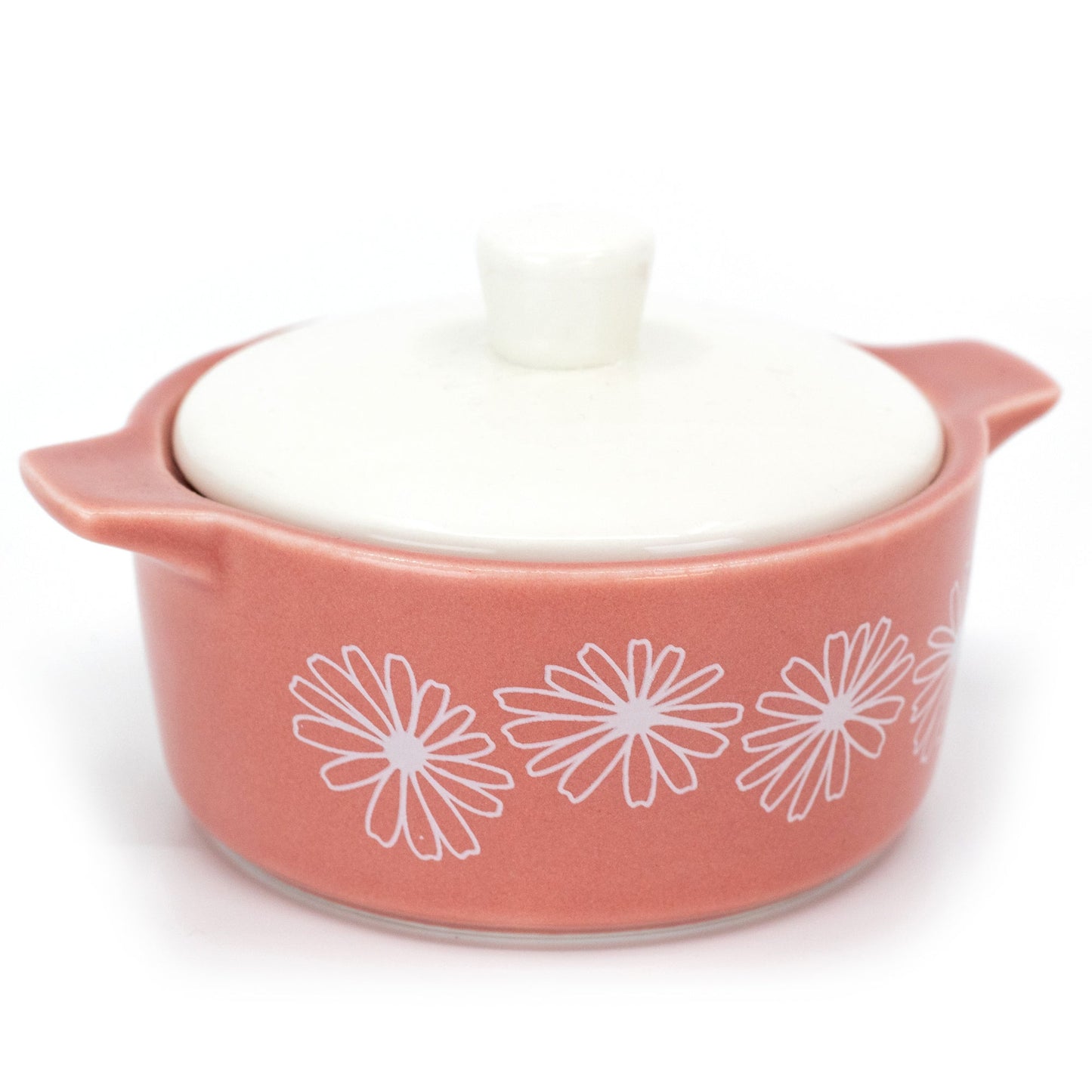 Pyrex-Inspired Pink Daisy Casserole Ceramic Trinket Box