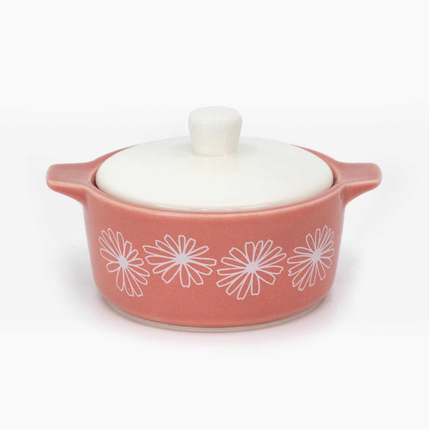 Pyrex-Inspired Pink Daisy Casserole Ceramic Trinket Box
