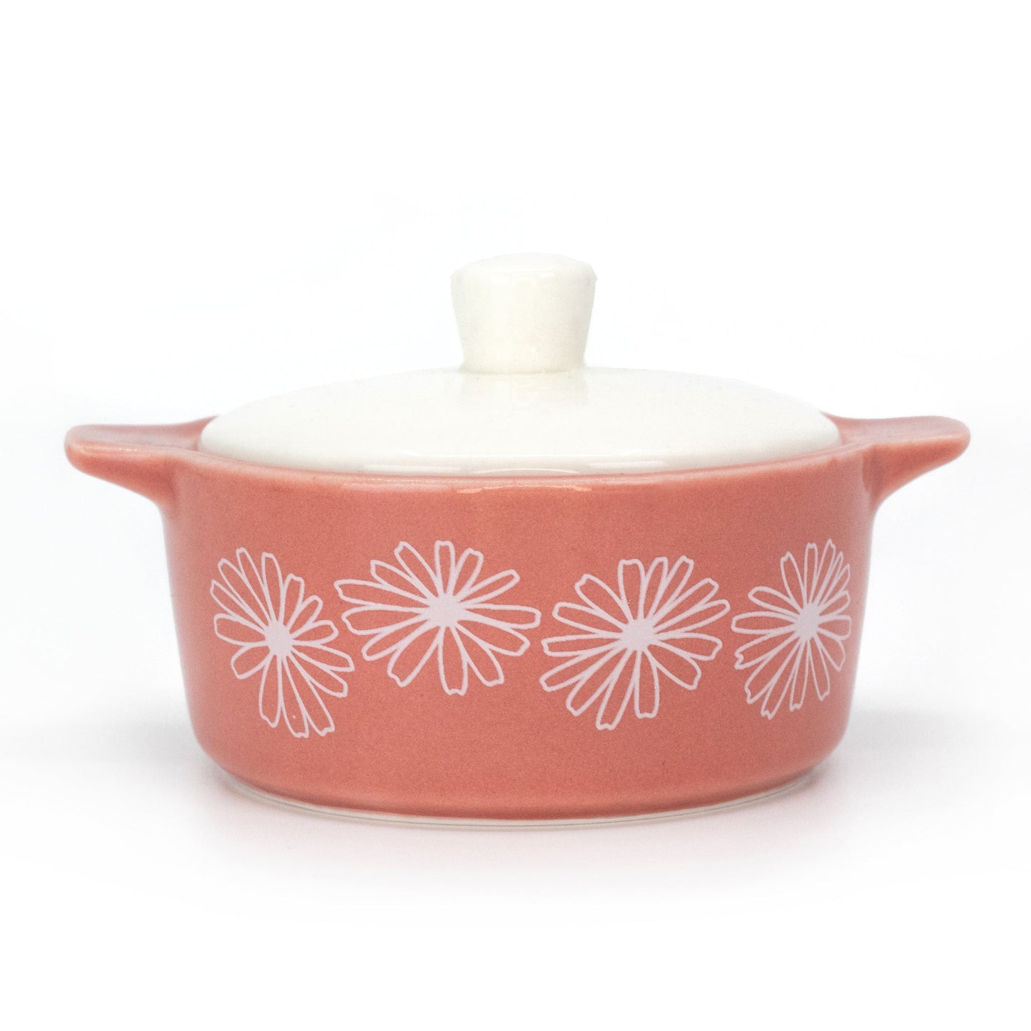 Pyrex-Inspired Pink Daisy Casserole Ceramic Trinket Box