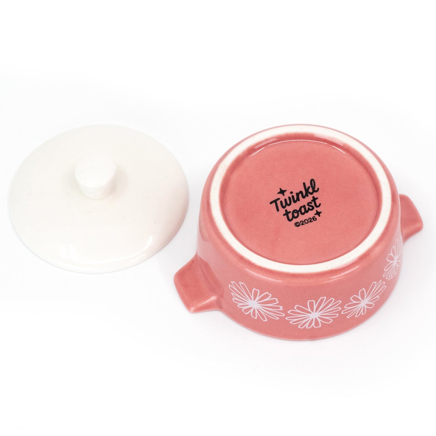Pyrex-Inspired Pink Daisy Casserole Ceramic Trinket Box