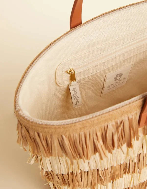 Raffia Fringe Day Tote Nutmeg Natural