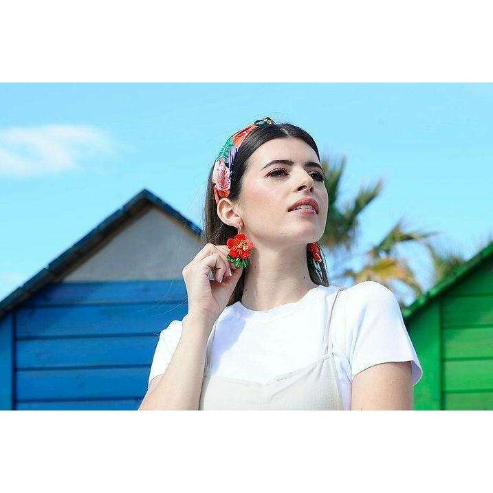 Red Tropical Flower Earrings by Laliblue