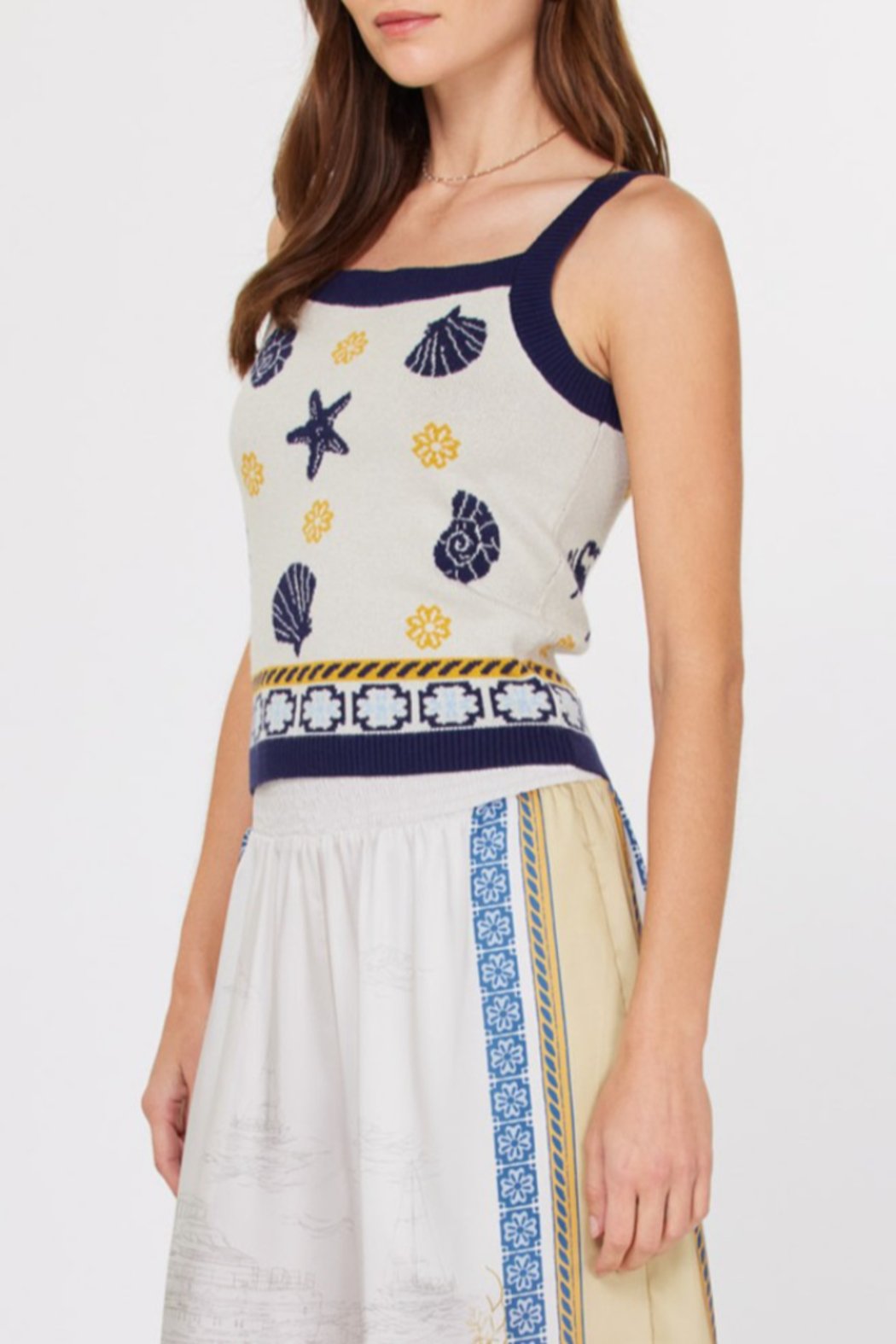 Sea Shell Print Sweater Tank