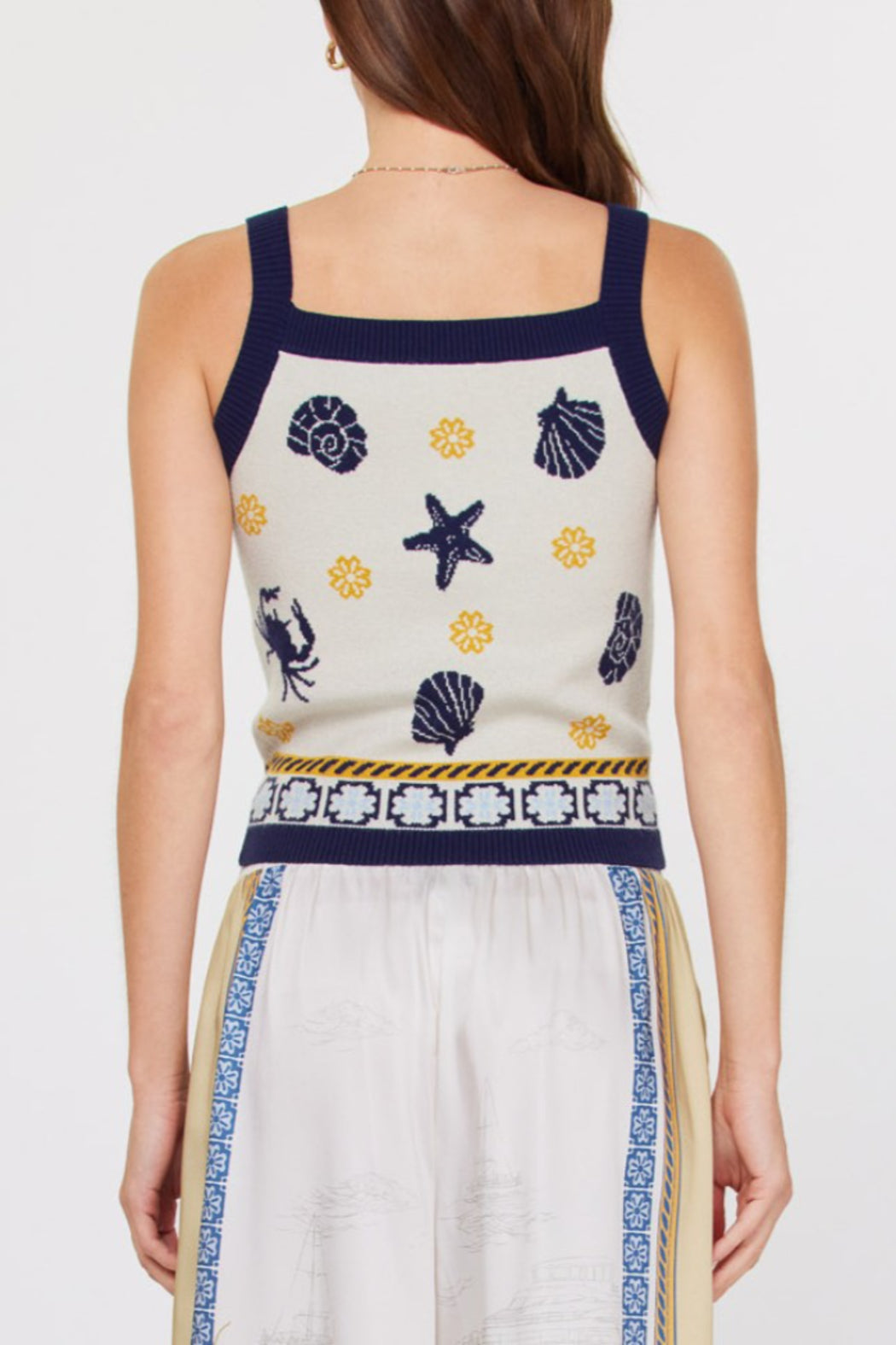 Sea Shell Print Sweater Tank