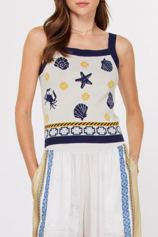 Sea Shell Print Sweater Tank