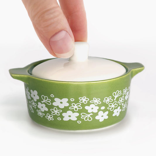 Pyrex-Inspired Spring Blossom Casserole Ceramic Trinket Box