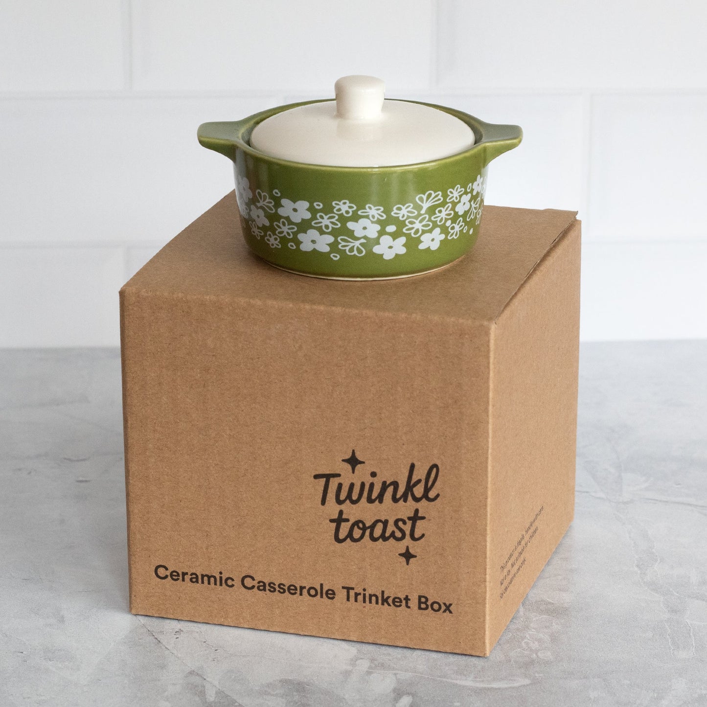 Pyrex-Inspired Spring Blossom Casserole Ceramic Trinket Box