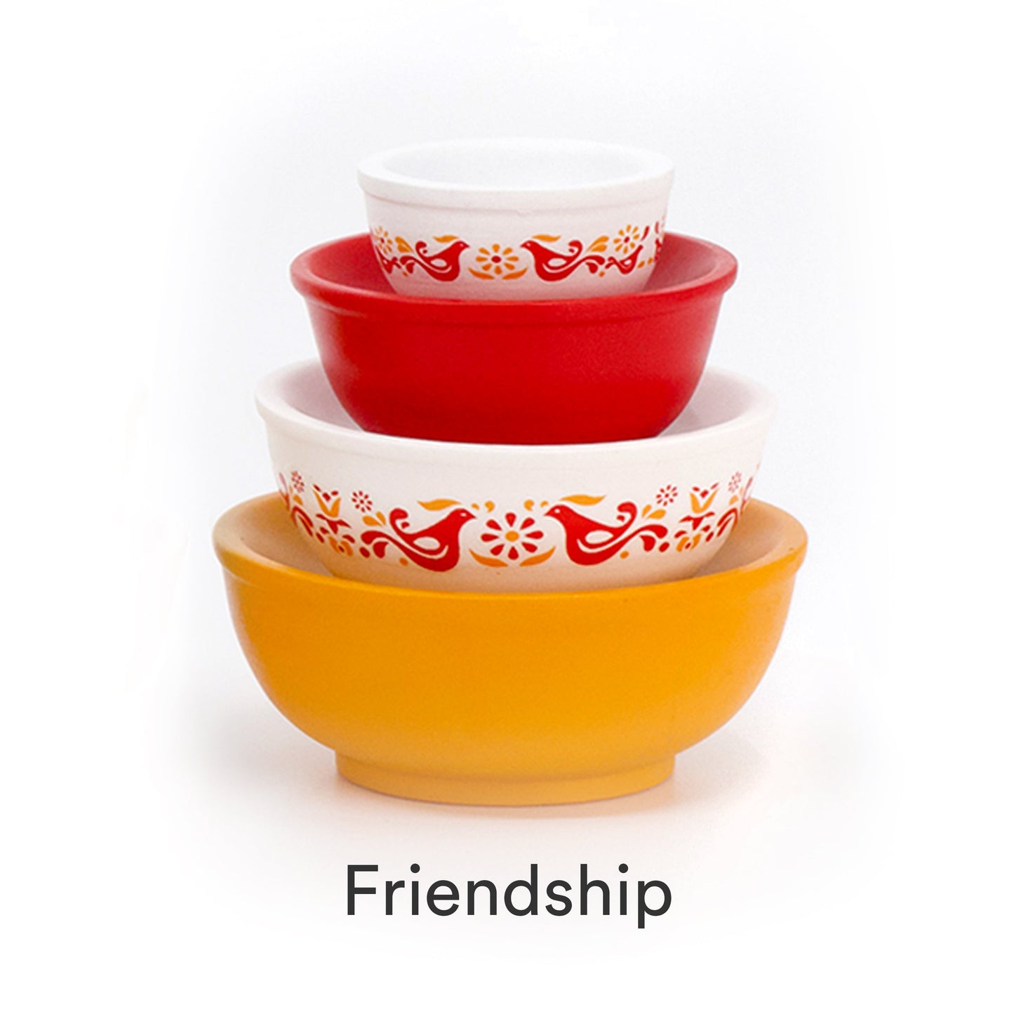 Mini Pyrex-Inspired Mixing Bowls – Retro Stackable Display Set