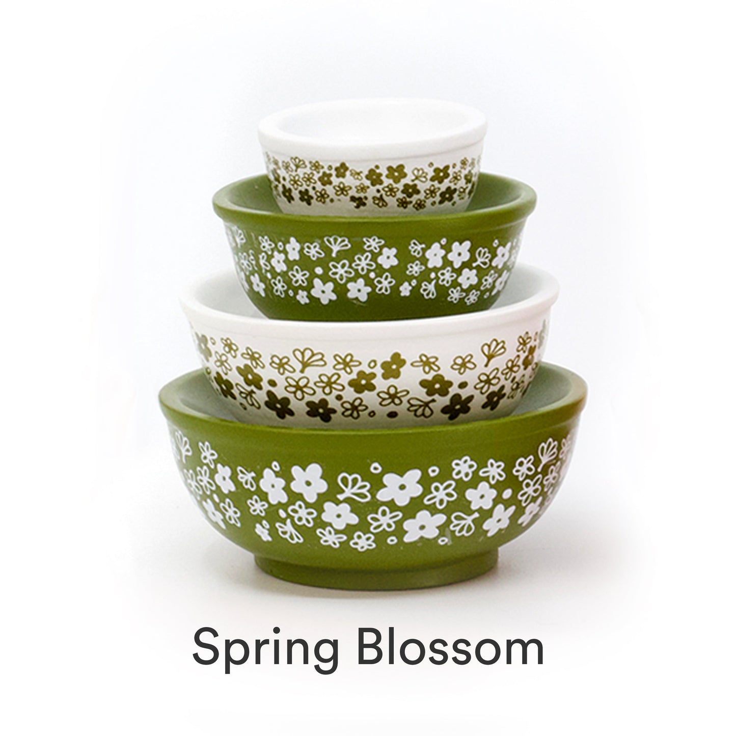 Mini Pyrex-Inspired Mixing Bowls – Retro Stackable Display Set