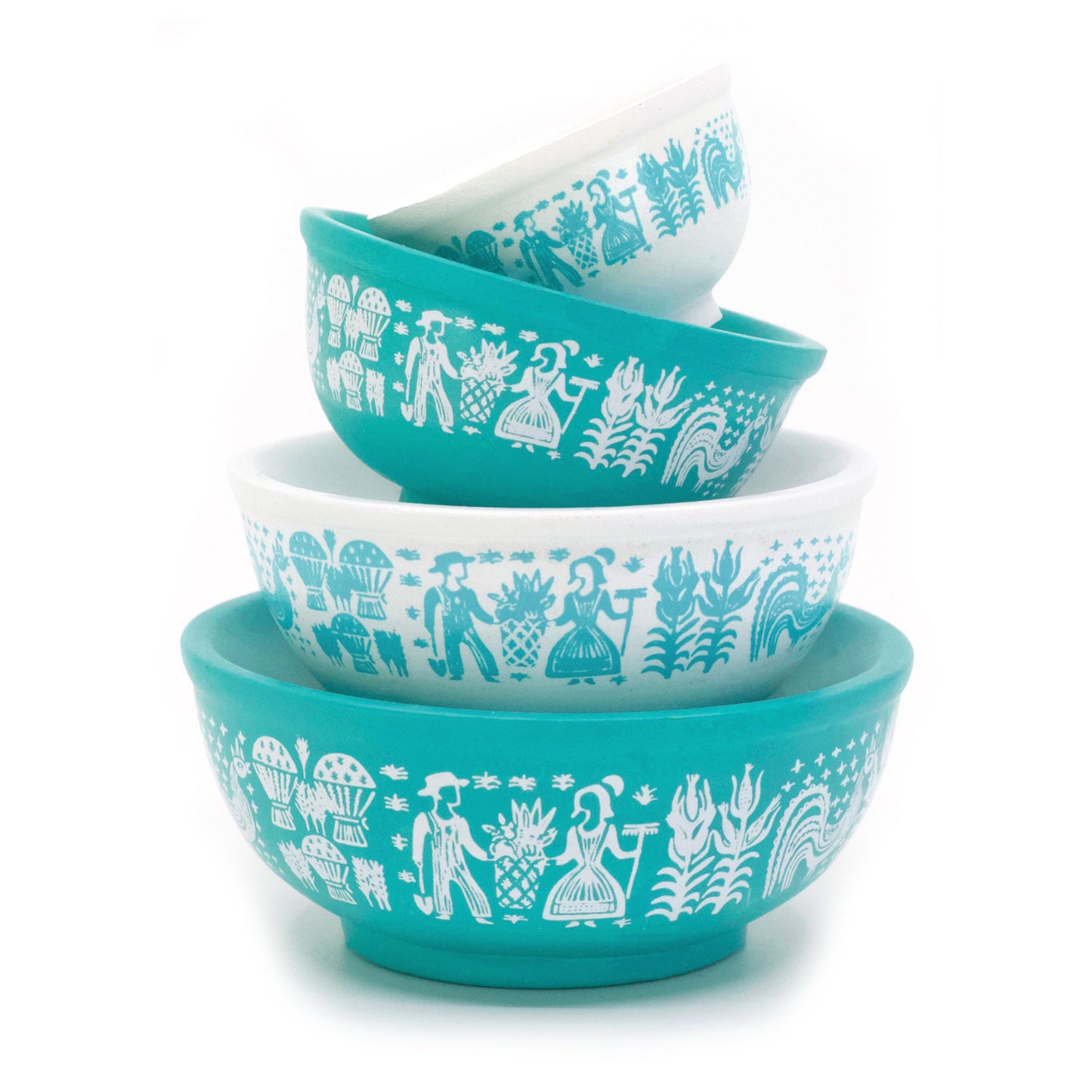 Mini Pyrex-Inspired Mixing Bowls – Retro Stackable Display Set