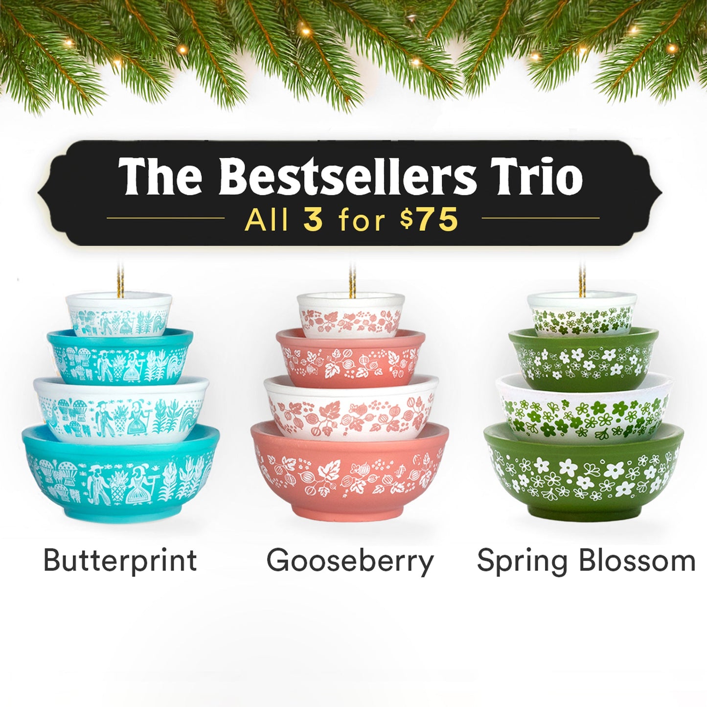 Mini Pyrex-Inspired Bowl Ornament | Retro Christmas Tree Decor