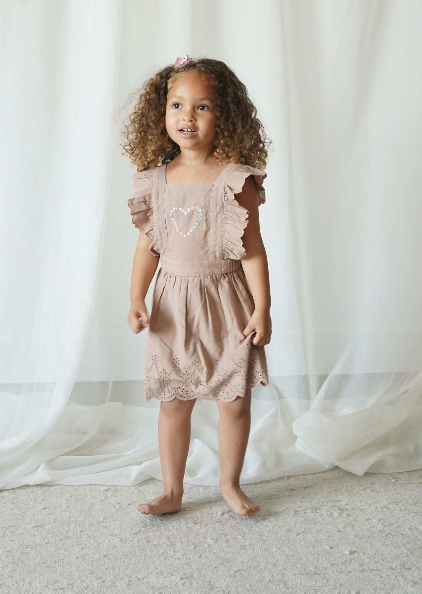 Baby Corduroy Cotton Anglaise Dress - Wistful Mauve