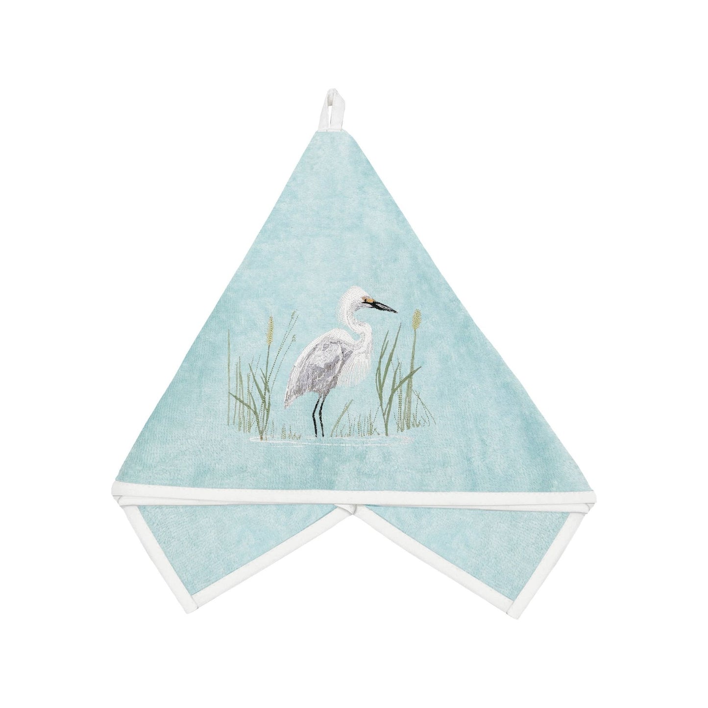 White Egret Bird Terrycloth Guest Hand Towel