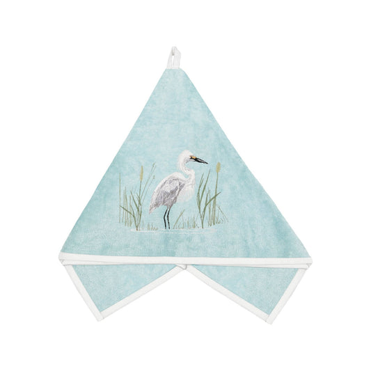 White Egret Bird Terrycloth Guest Hand Towel