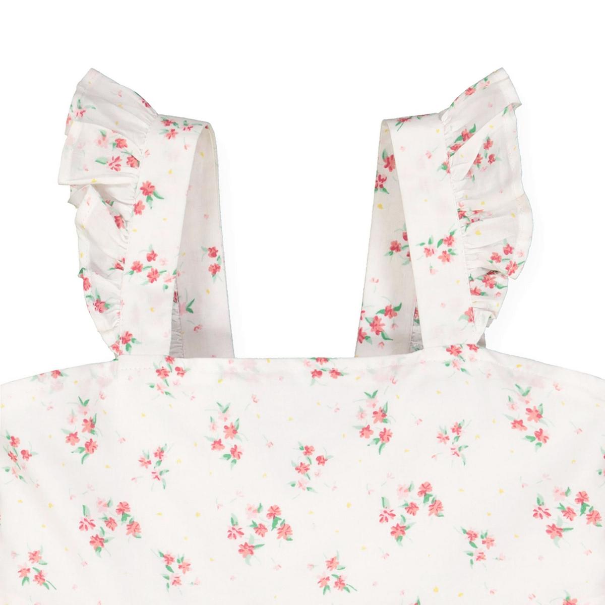 Twirly Tiered Dress - White Ditsy Spring Floral